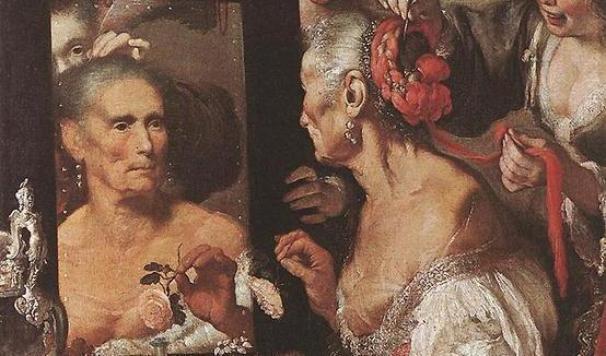 Stara kobieta w lustrze